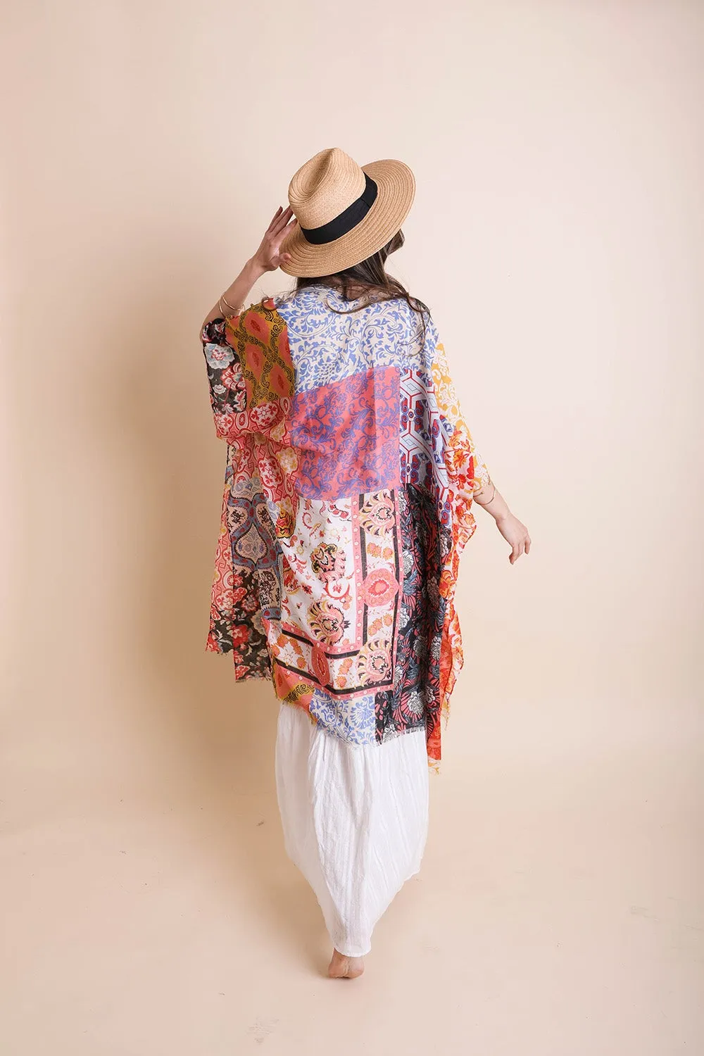 ADELAIDE PATCHWORK PRINTED LIGHTWEIGHT KIMONO