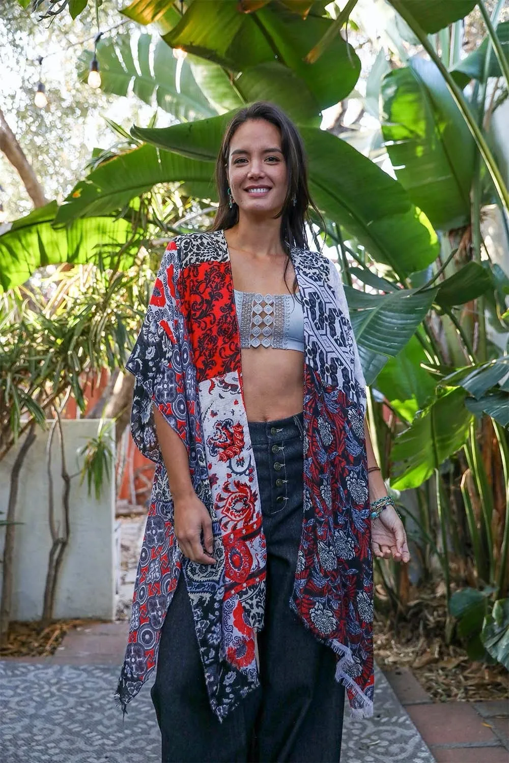 ADELAIDE PATCHWORK PRINTED LIGHTWEIGHT KIMONO