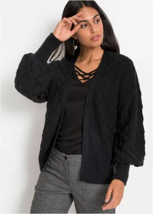 Balloon Sleeve Cardigan - Black