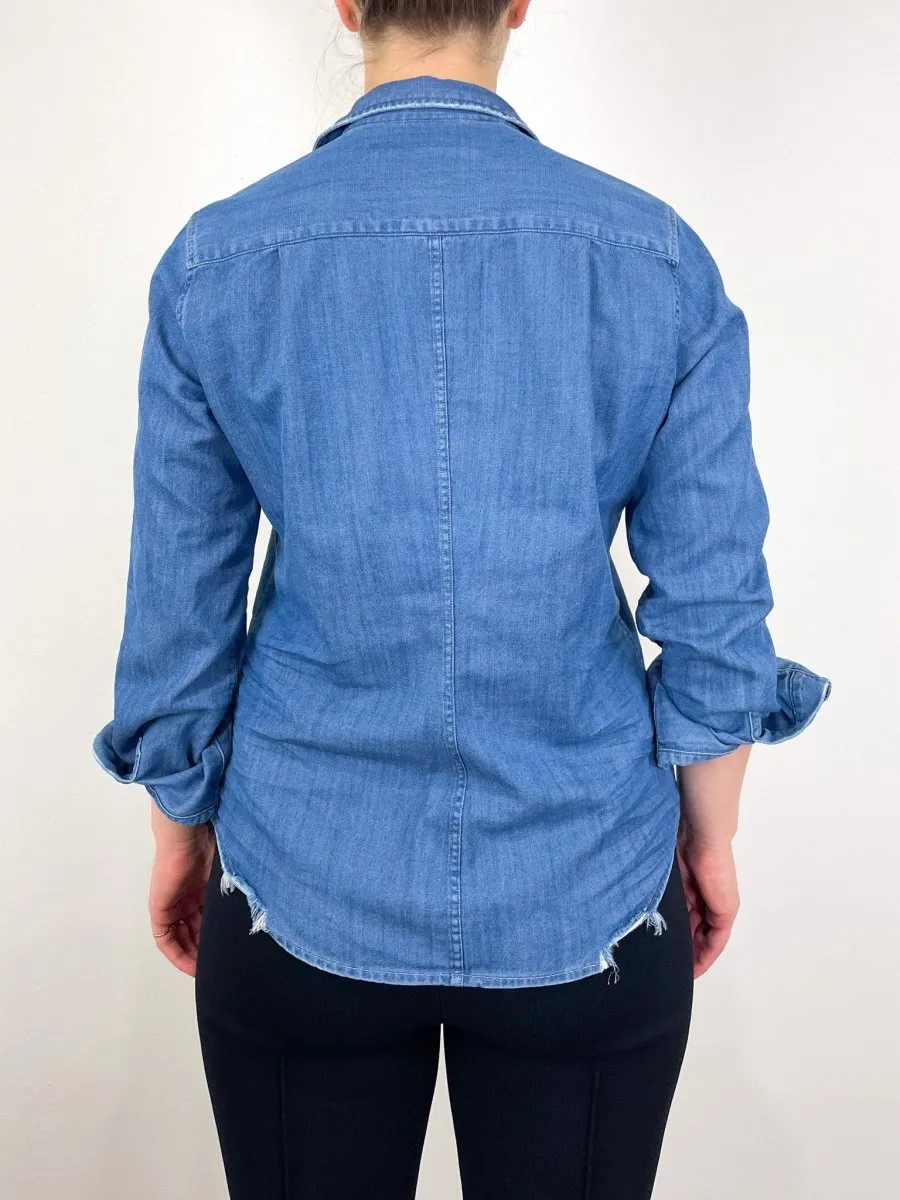 Barry Tailored Button Up Shirt in Vintage Stonewashed Indigo