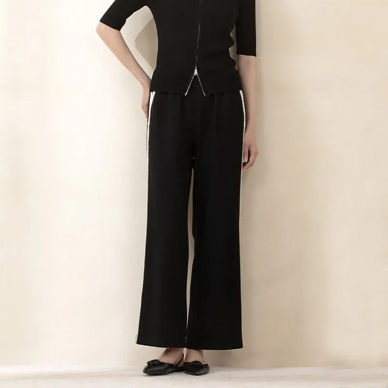 Black Wide Leg Sport Pants