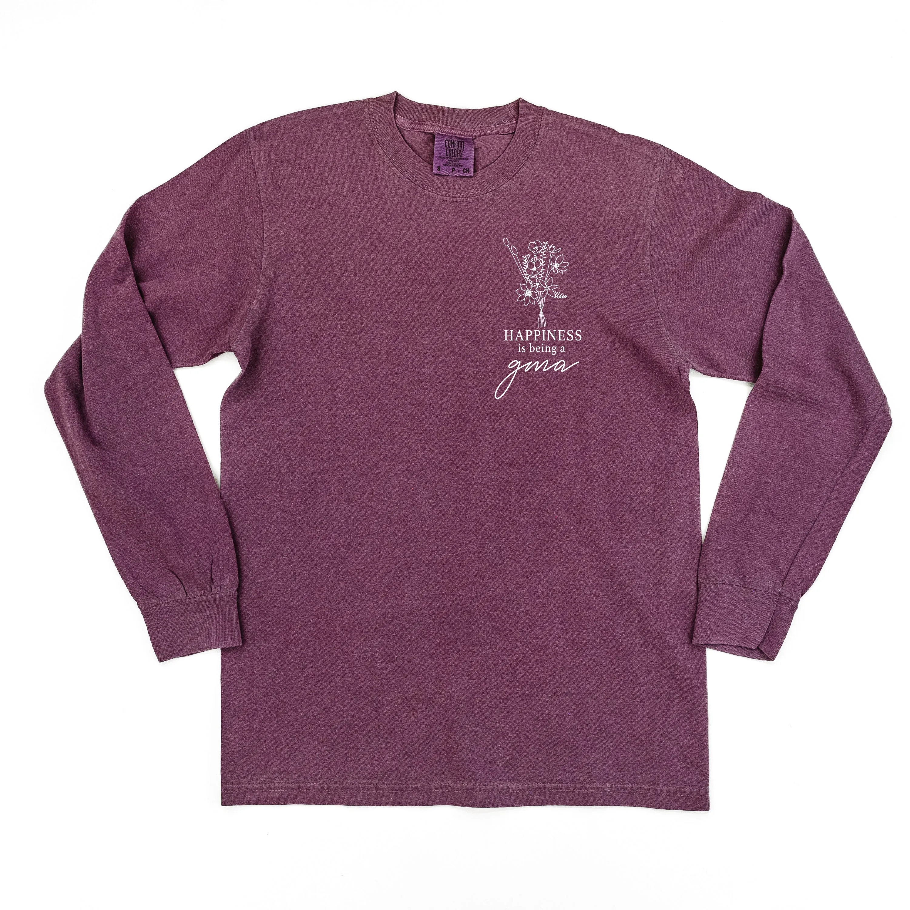 Bouquet Style - Happiness is Being a GMA - LONG SLEEVE COMFORT COLORS TEE