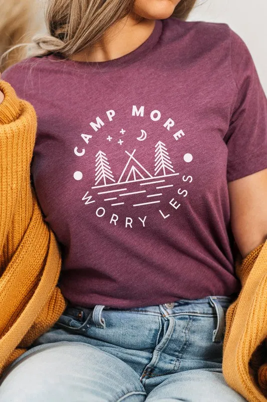 Camp More Worry Less Tent in Forest Graphic Tee