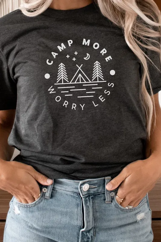 Camp More Worry Less Tent in Forest Graphic Tee