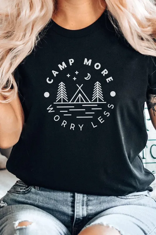 Camp More Worry Less Tent in Forest Graphic Tee