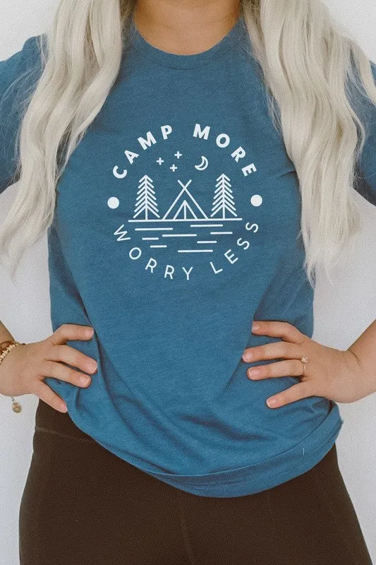 Camp More Worry Less Tent in Forest Graphic Tee