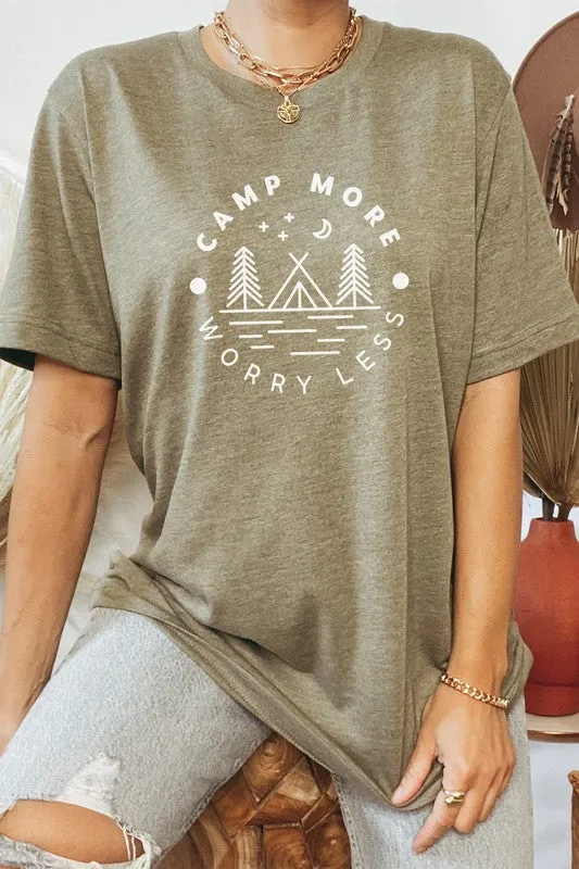 Camp More Worry Less Tent in Forest Graphic Tee