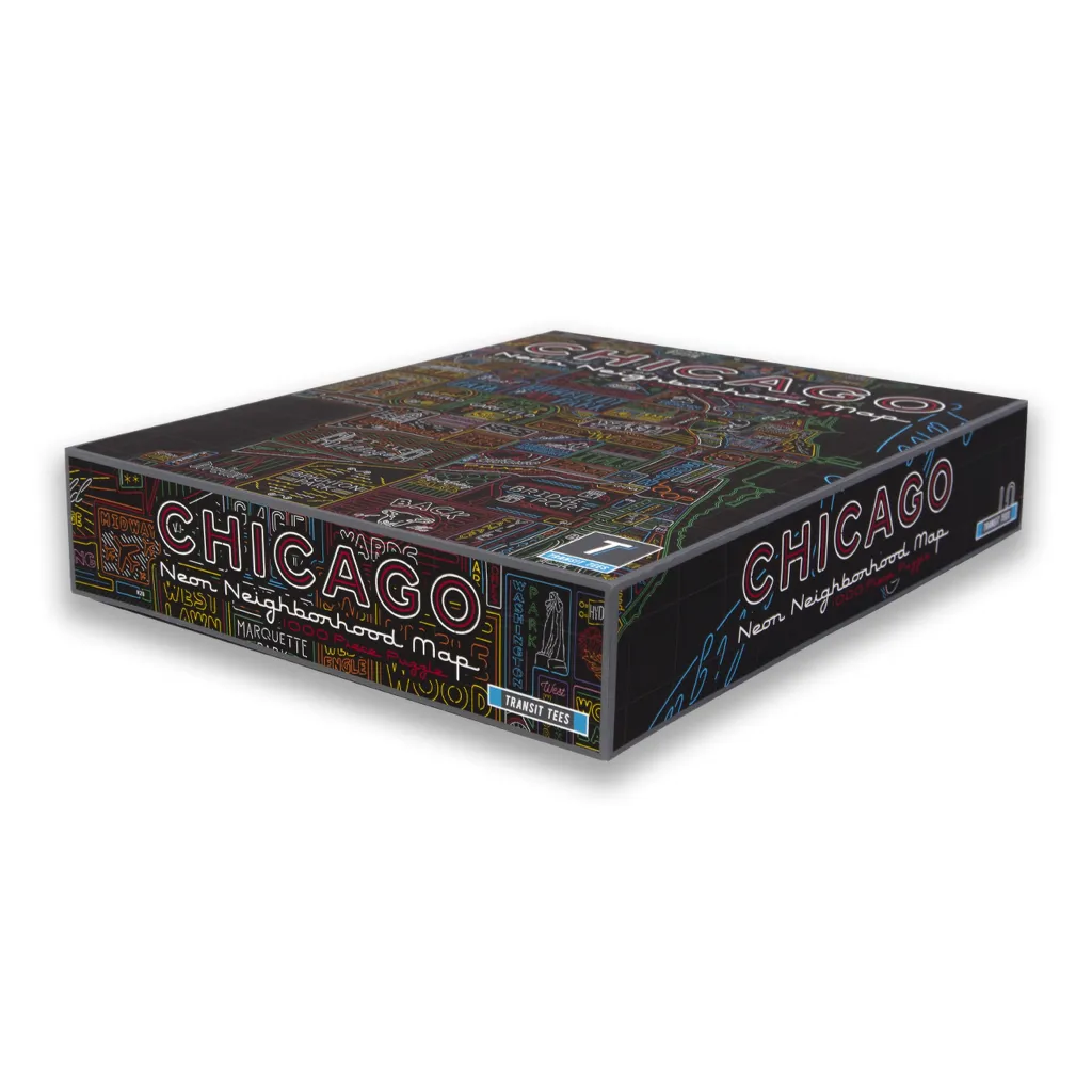 Chicago Neighborhood Neon Map 1000 Piece Jigsaw Puzzle