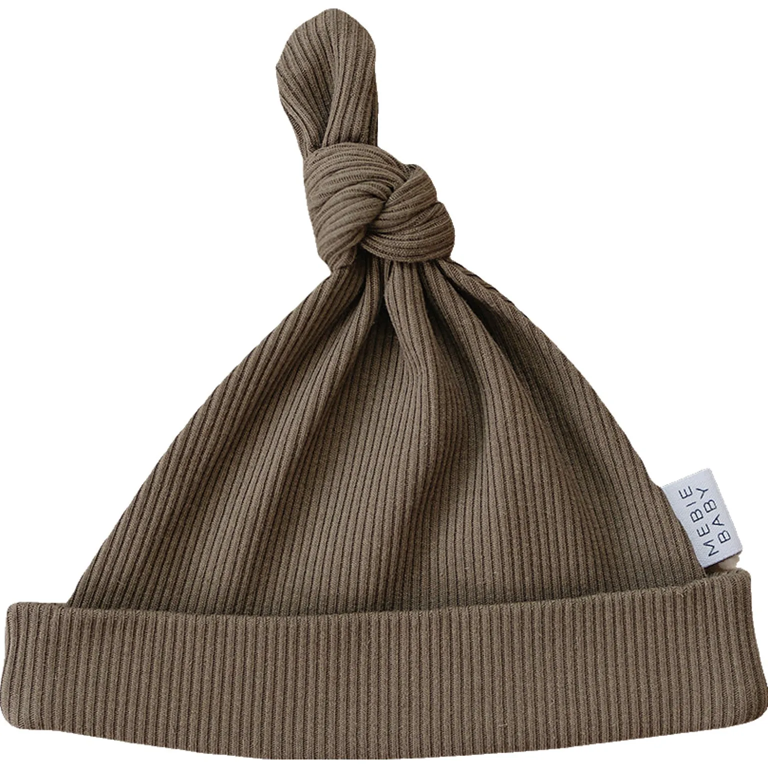 Cocoa Organic Ribbed Newborn Knot Hat