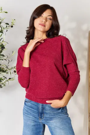 Drop Shoulder Long Sleeve Blouse