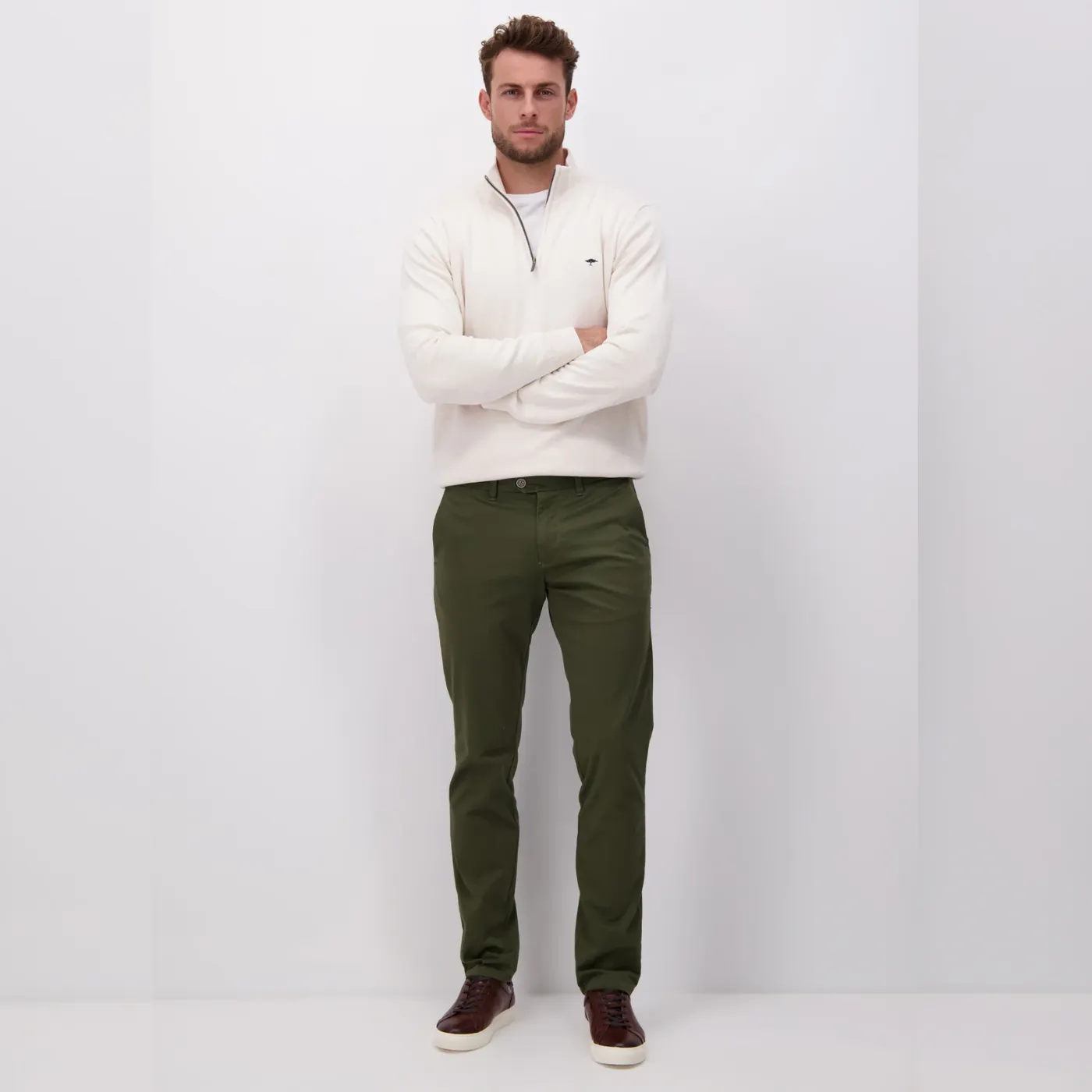 Fynch Hatton Lightweight Chino | Dark Navy / Olive