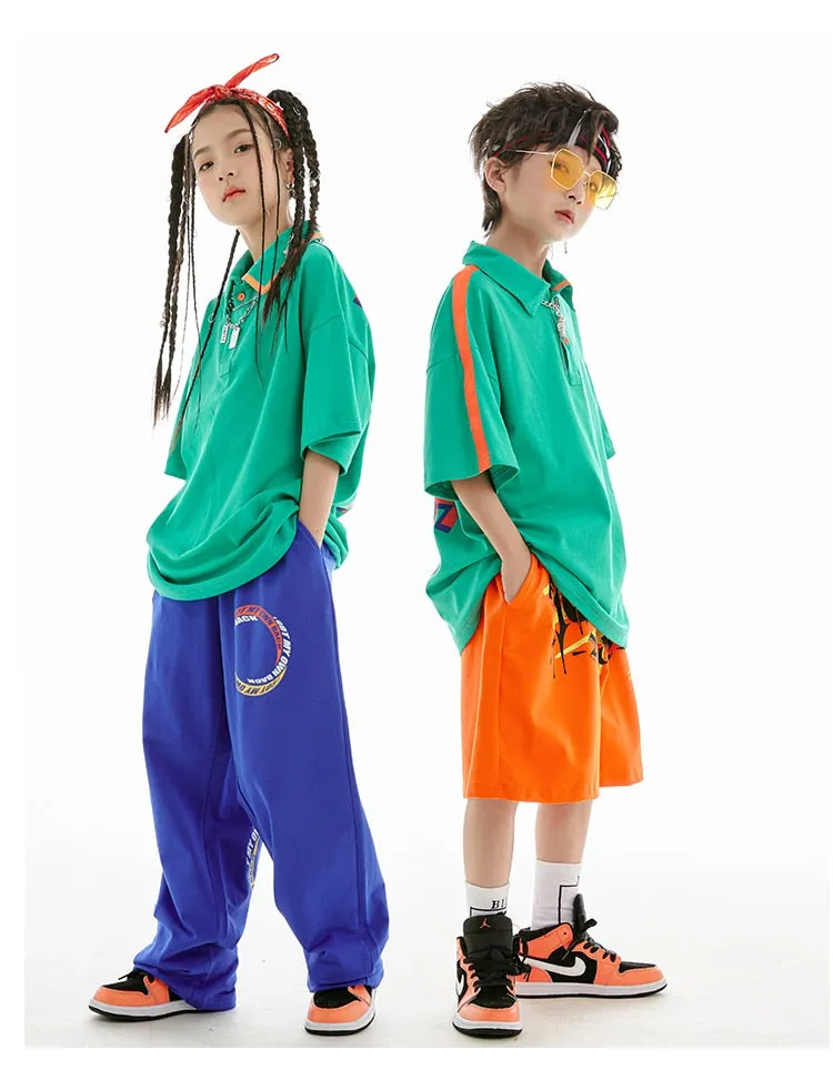 HH0371 Hip Hop -Street Dance Costume -Short Sleeves Tops - Pants-Performance Stage Wear HH0371