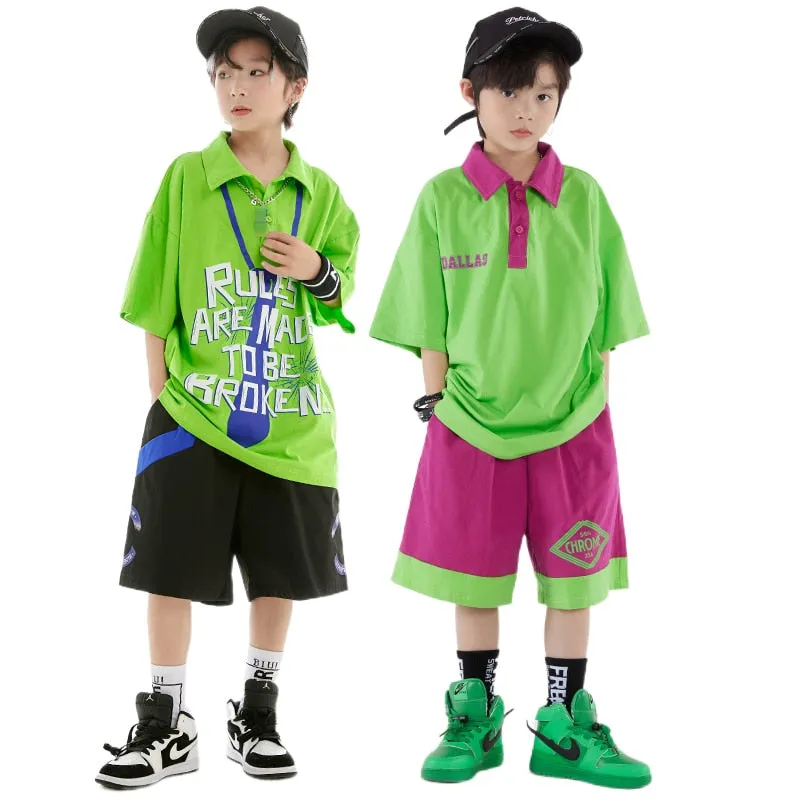 HH0371 Hip Hop -Street Dance Costume -Short Sleeves Tops - Pants-Performance Stage Wear HH0371