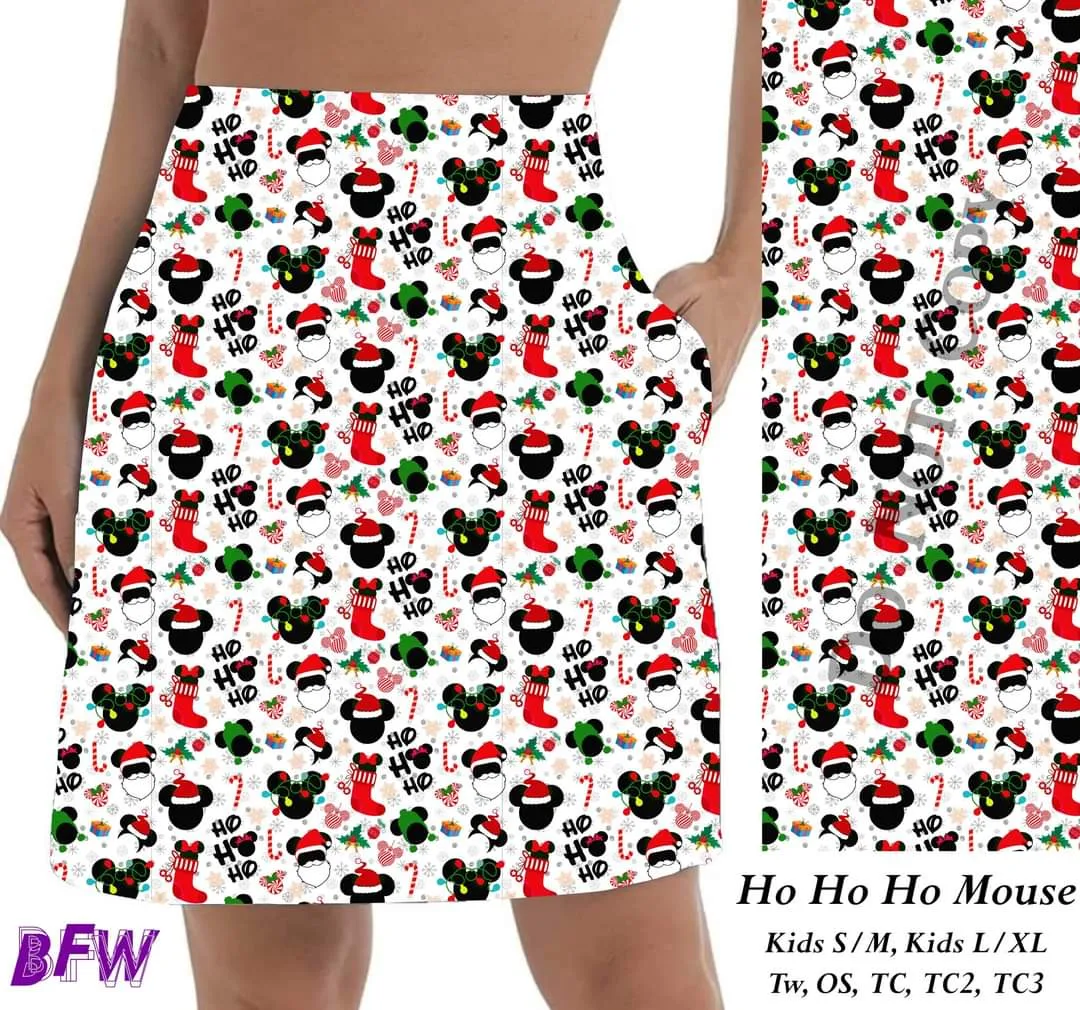 HO HO HO MOUSE skorts with pockets