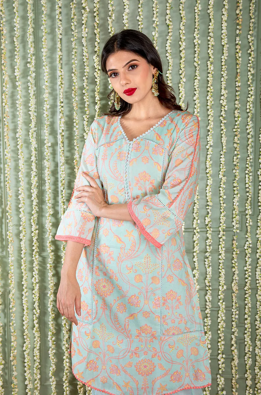 KHWAAB - Tea Green Three Piece Suit Set