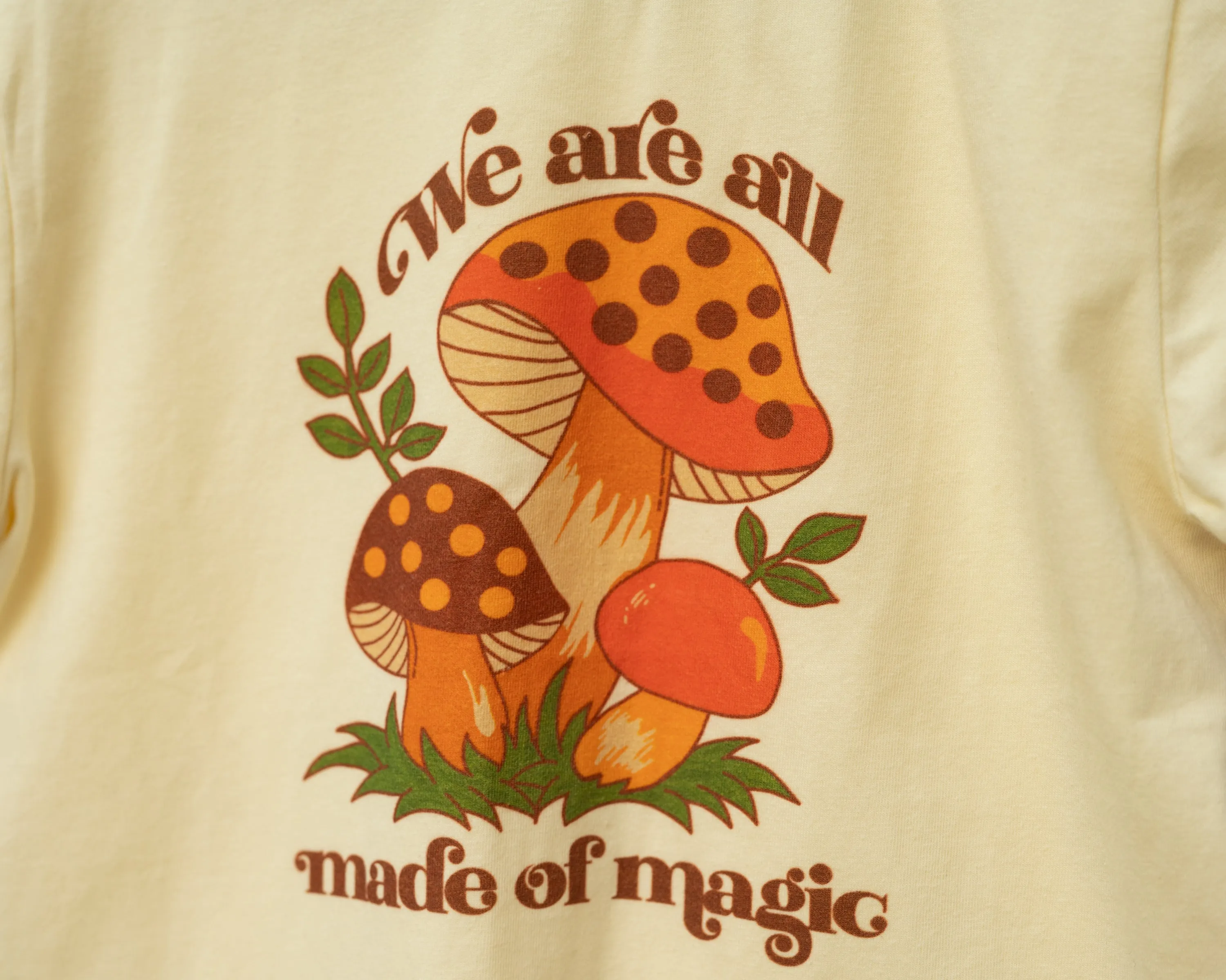 Kids Retro Graphic Tee With Mushrooms