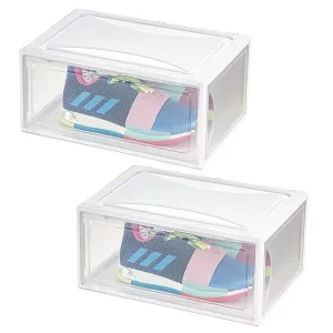 Kuber Industries Pack of 2 Sneaker Box | Plastic Stackable Shoe Organizer | Multi Purpose Space-Saving Storage Box | White