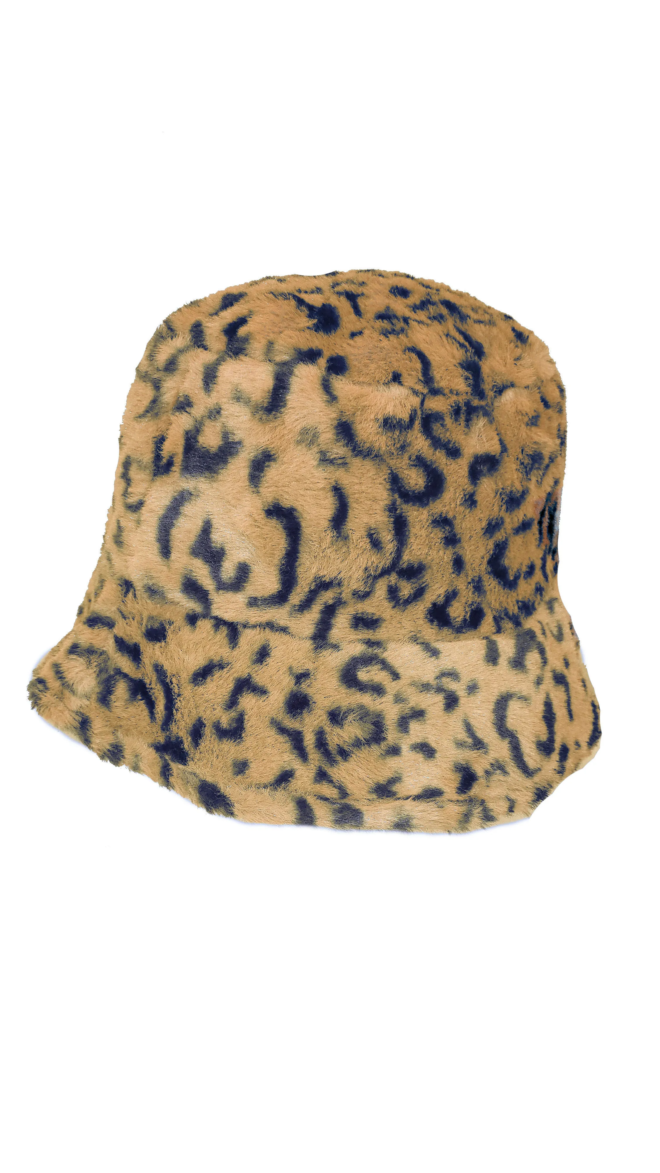 Leopard Print Patterned Fluffy Fleece Lined Bucket Hat For Winter (ADULT & CHILD SIZES)