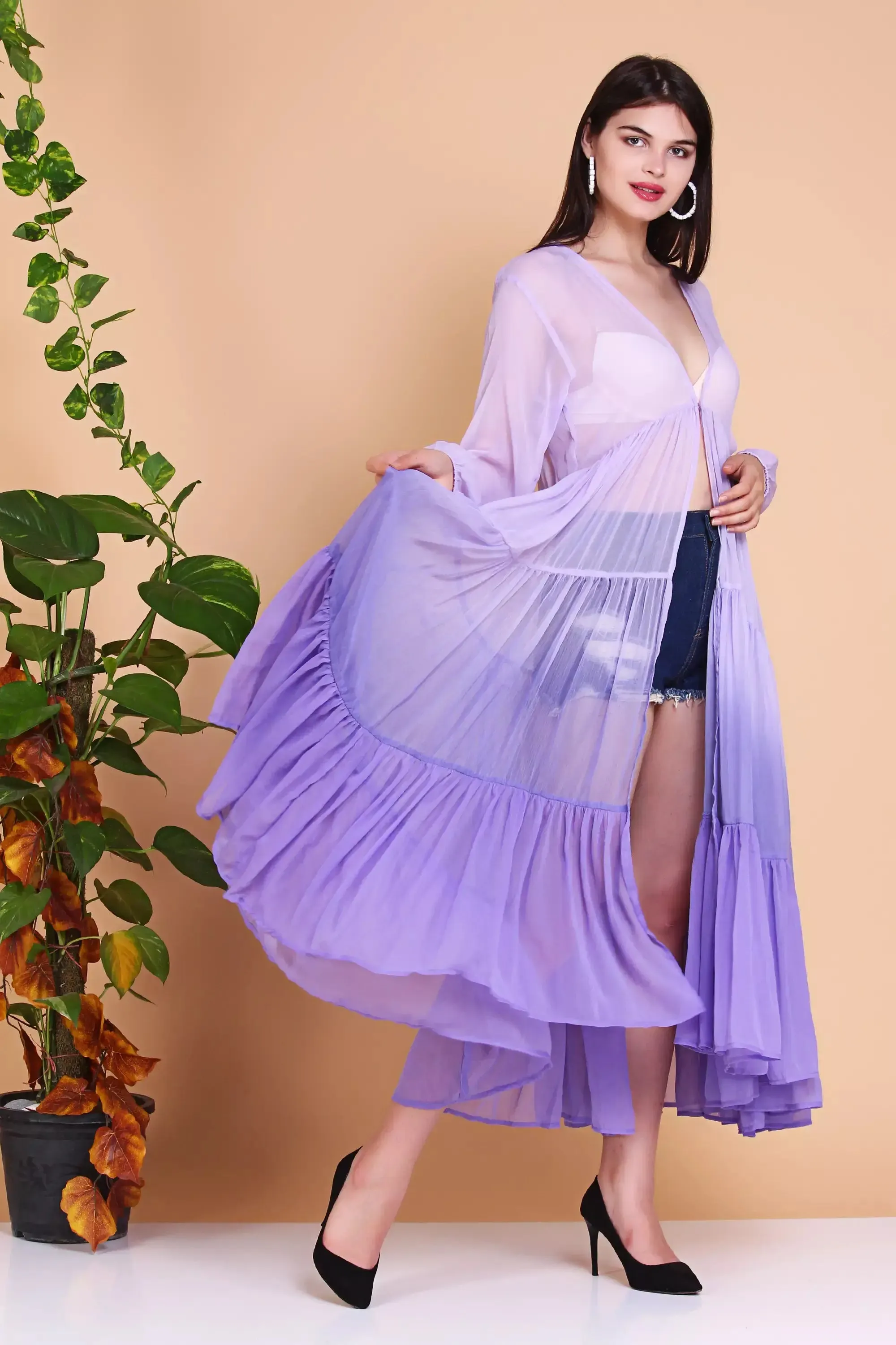 Lightweight Ombre Tiered Sheer Kimono