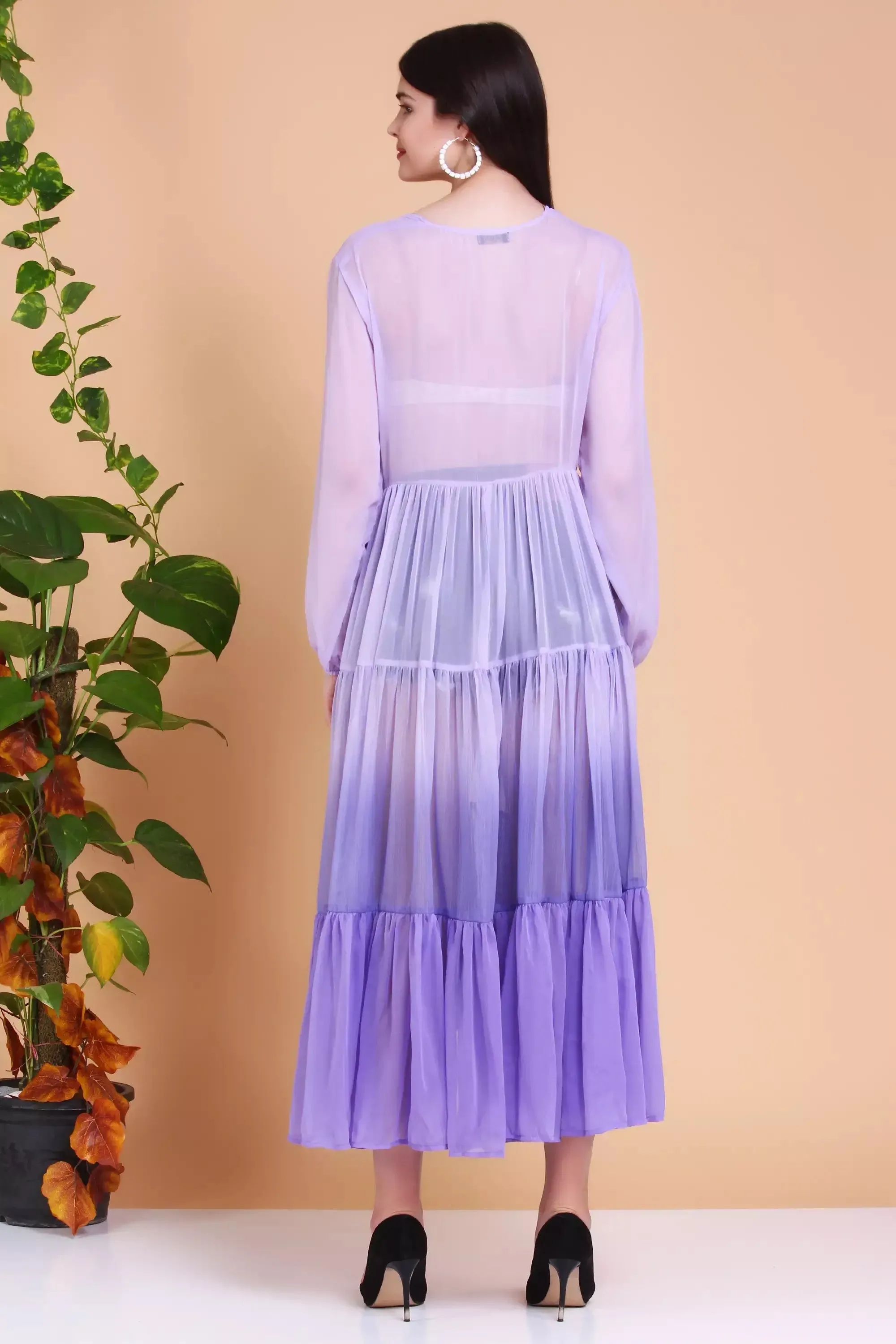 Lightweight Ombre Tiered Sheer Kimono