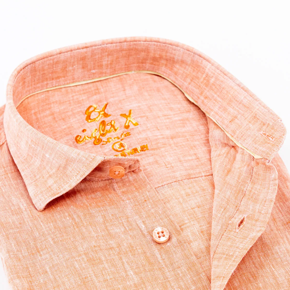 Linen Button Down Shirt - Orange