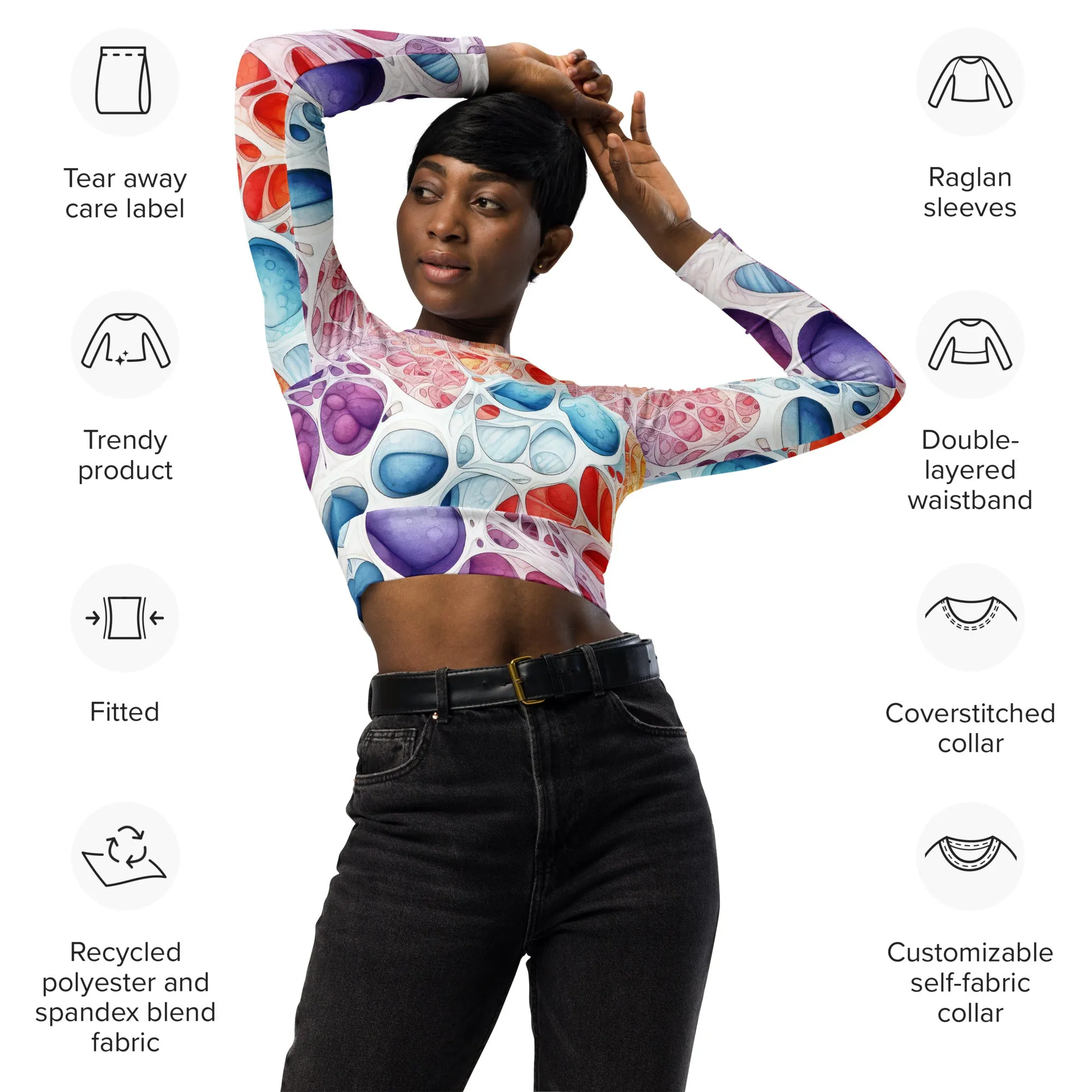 Long-Sleeve Crop Top Cellular Roads