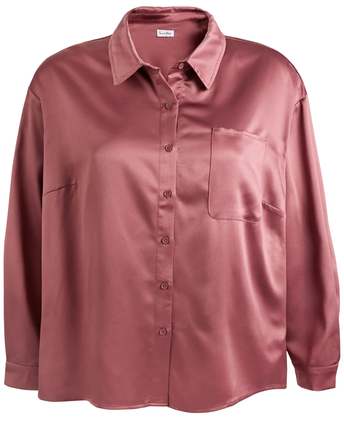 LoveFire Trendy Plus Size Hammered-Satin Button-Down Blouse