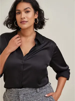 LoveFire Trendy Plus Size Hammered-Satin Button-Down Blouse