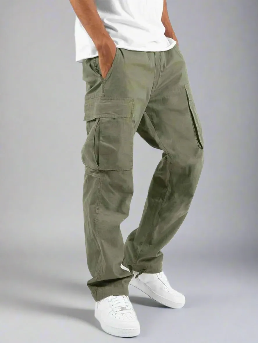 Men's Casual Multi Pocket Straight Leg Cargo Pants