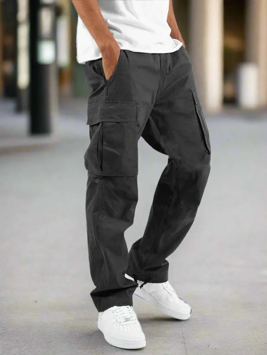 Men's Casual Multi Pocket Straight Leg Cargo Pants