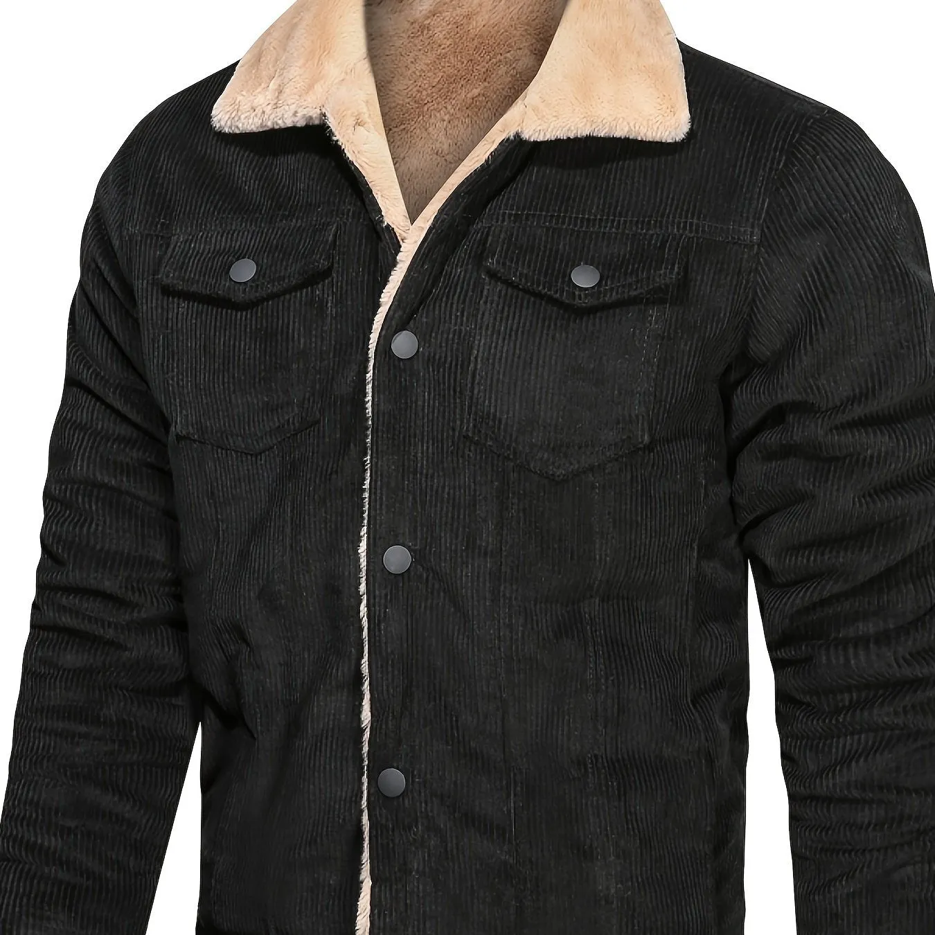 Men's Corduroy Thickened Fleece Lined Jacket