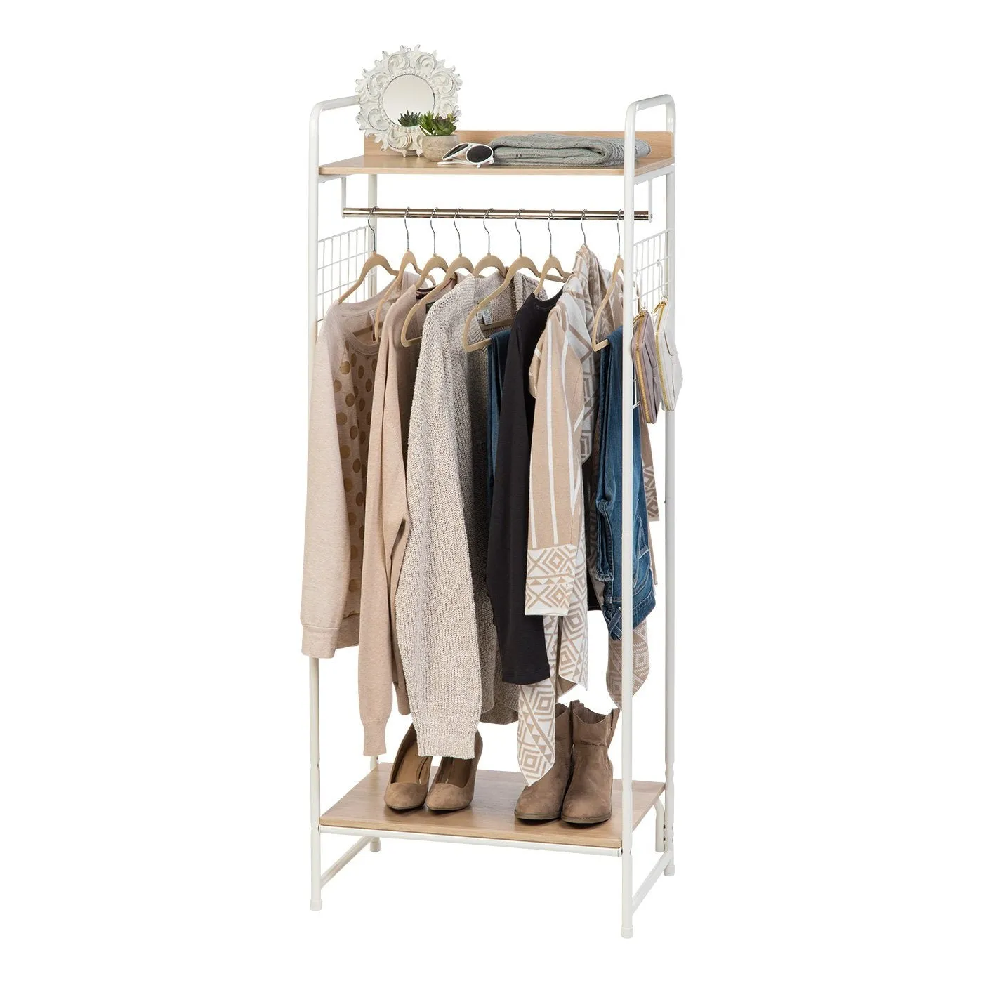 Metal Garment Rack with Side Racks