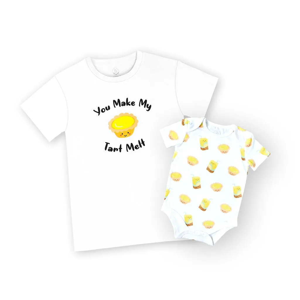 Mommy & Me Set Organic Cotton T-Shirt   Onesie - Egg Tart