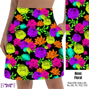 Neon Floral Skort