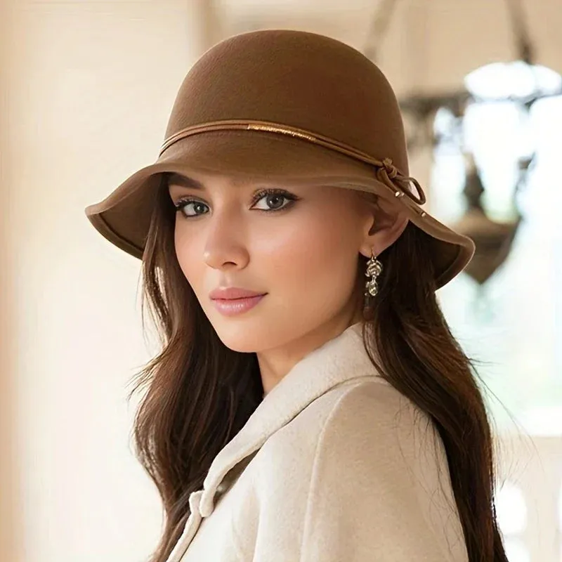 New Fashion Versatile Wool Noble French Sun Hat for Autumn Winter