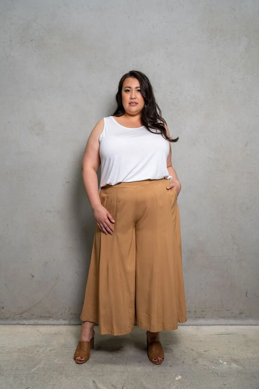 'OBSESSION' Plus Size Culottes - Camel