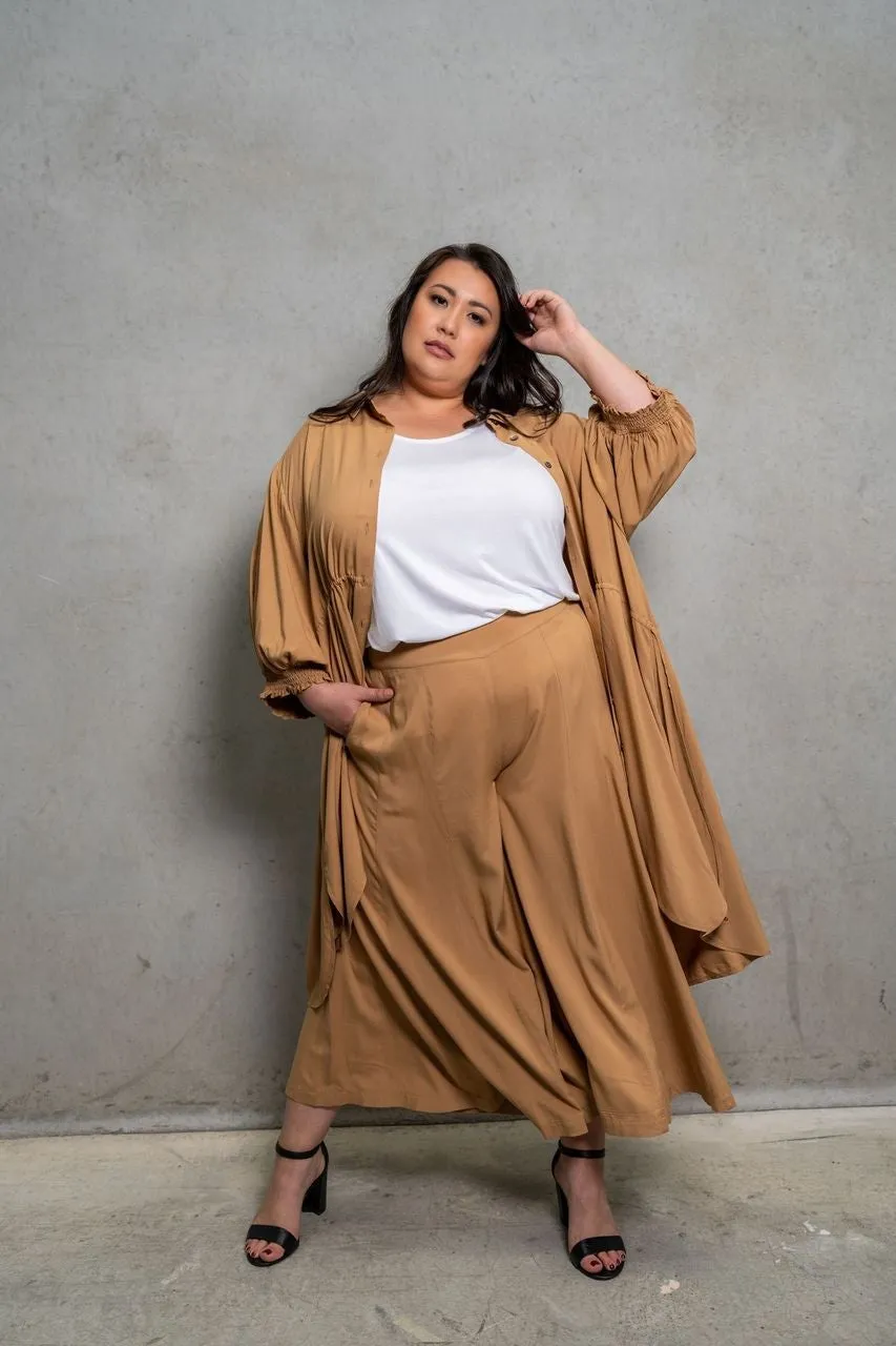 'OBSESSION' Plus Size Culottes - Camel