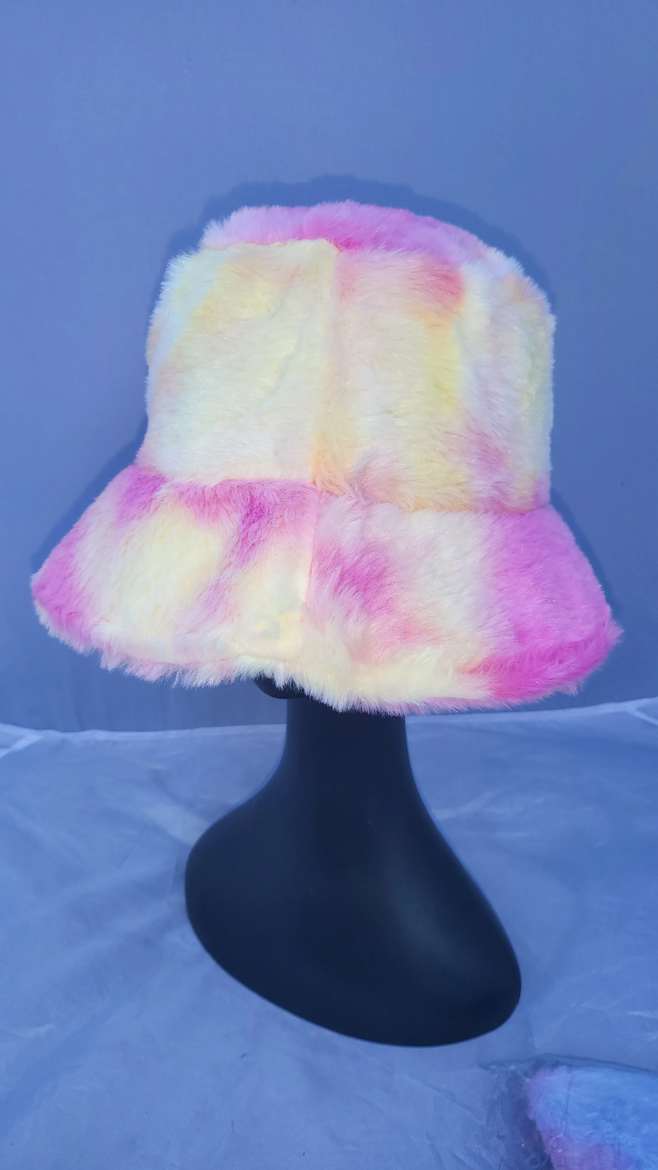 Pastel Print Patterned Fluffy Fleece Lined Bucket Hat For Winter (ADULT & CHILD SIZES)