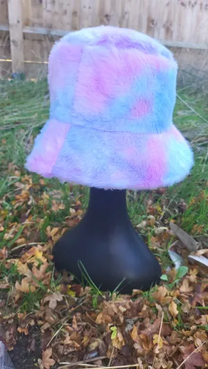 Pastel Print Patterned Fluffy Fleece Lined Bucket Hat For Winter (ADULT & CHILD SIZES)