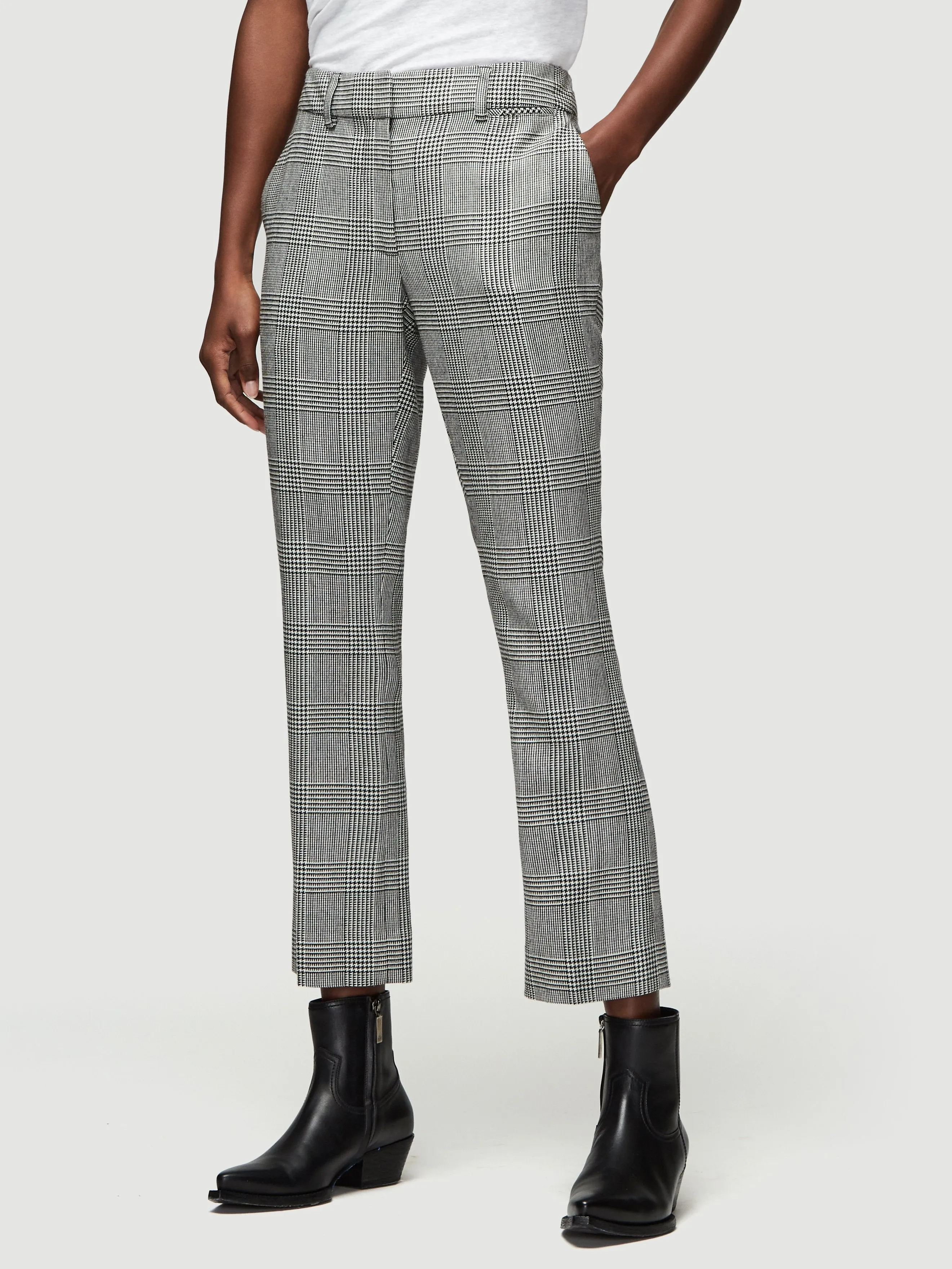 Plaid Cropped Perfect Trouser -- Noir Multi