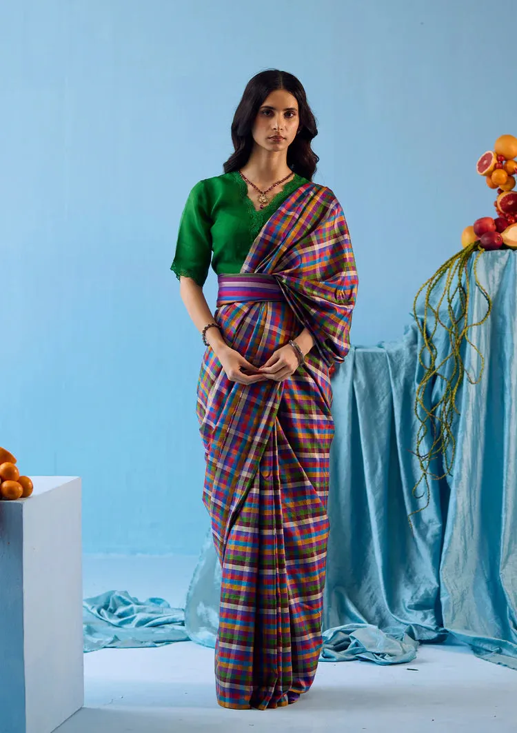 Playful Mosaic Checks Saree