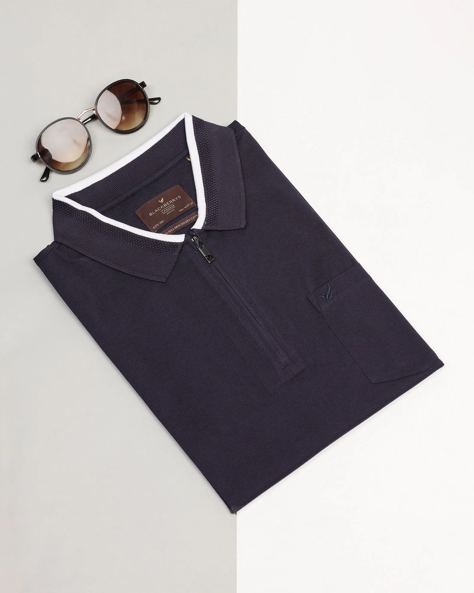 Polo Navy Solid T-Shirt - Gill