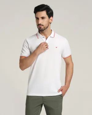 Polo White Solid T-Shirt - Aquarius