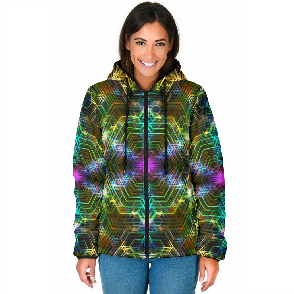 PSYCHEDELIA GOLDEN 4RT DIMENSION | WOMENS WINTER HOODIE JACKET | YANTRART