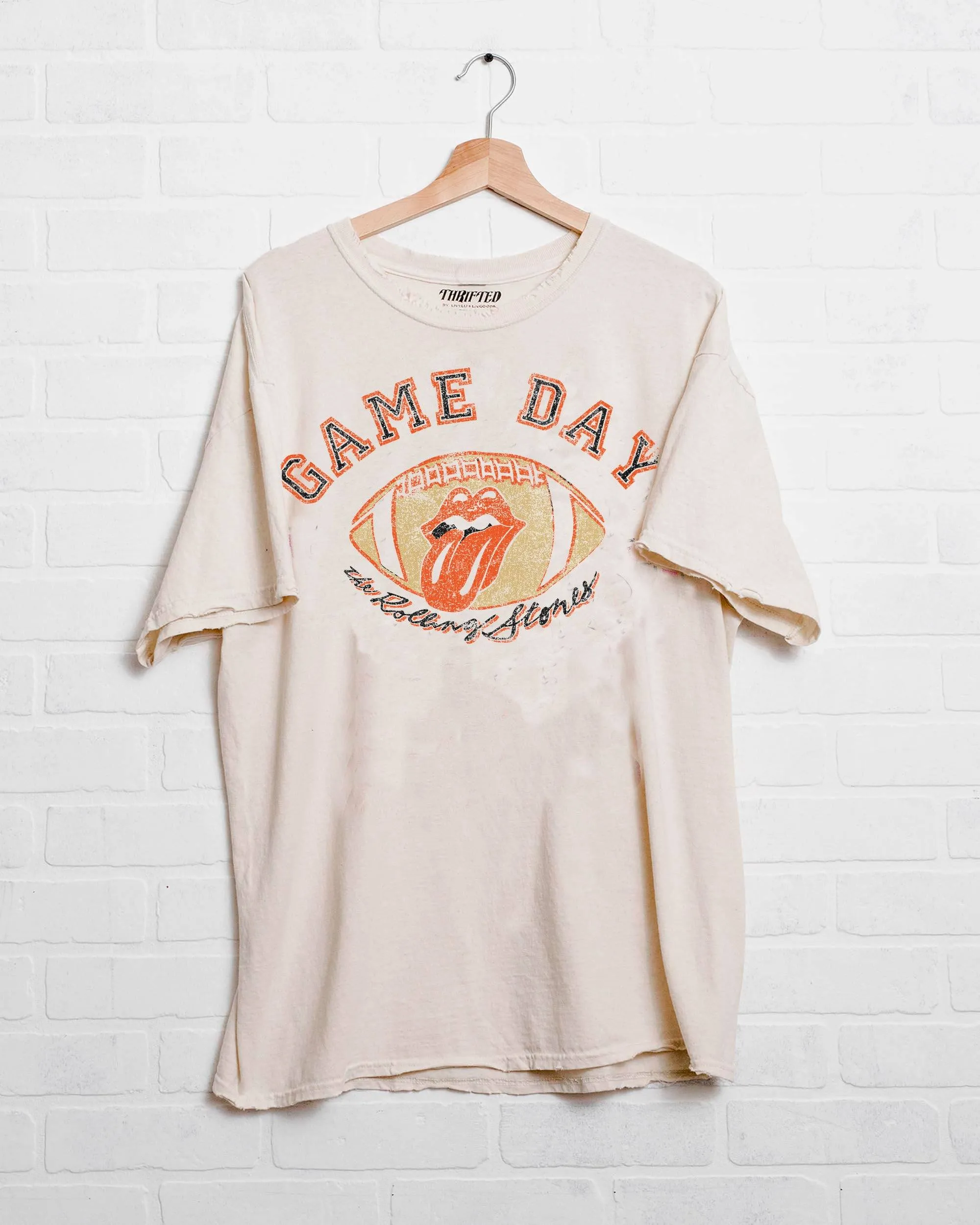 Rolling Stones Gameday (orange/black) Football Lick Off White Thrifted Tee