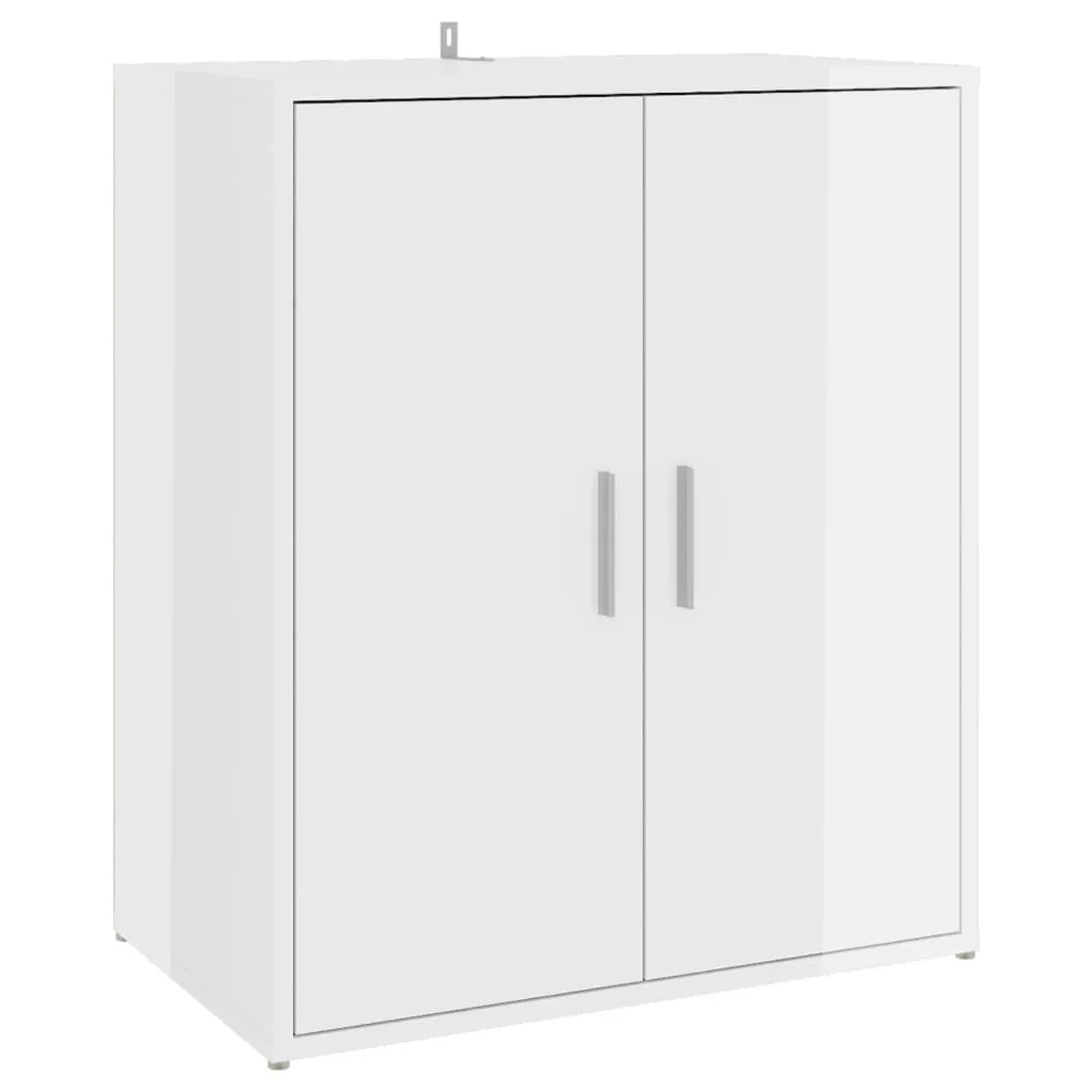 Shoe Cabinet High Gloss White 60x35x70 cm Engineered Wood