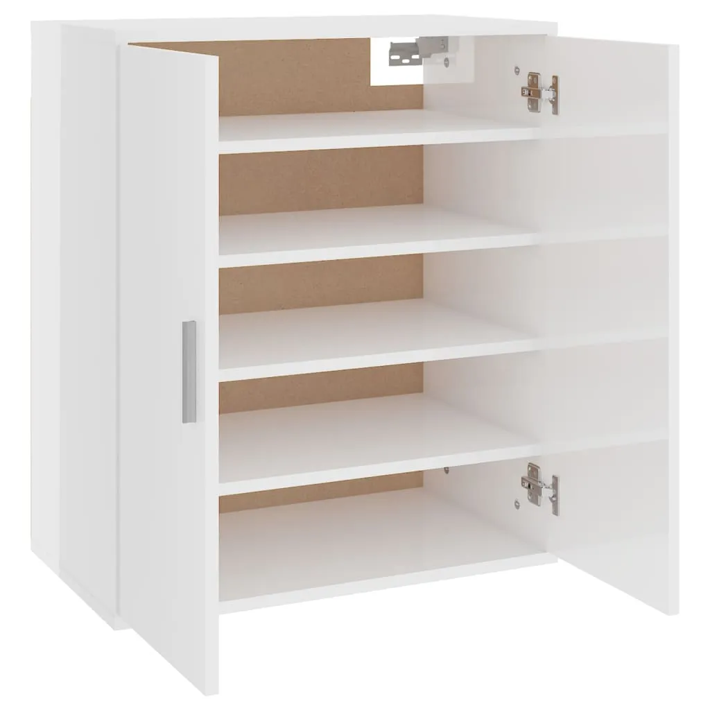 Shoe Cabinet High Gloss White 60x35x70 cm Engineered Wood