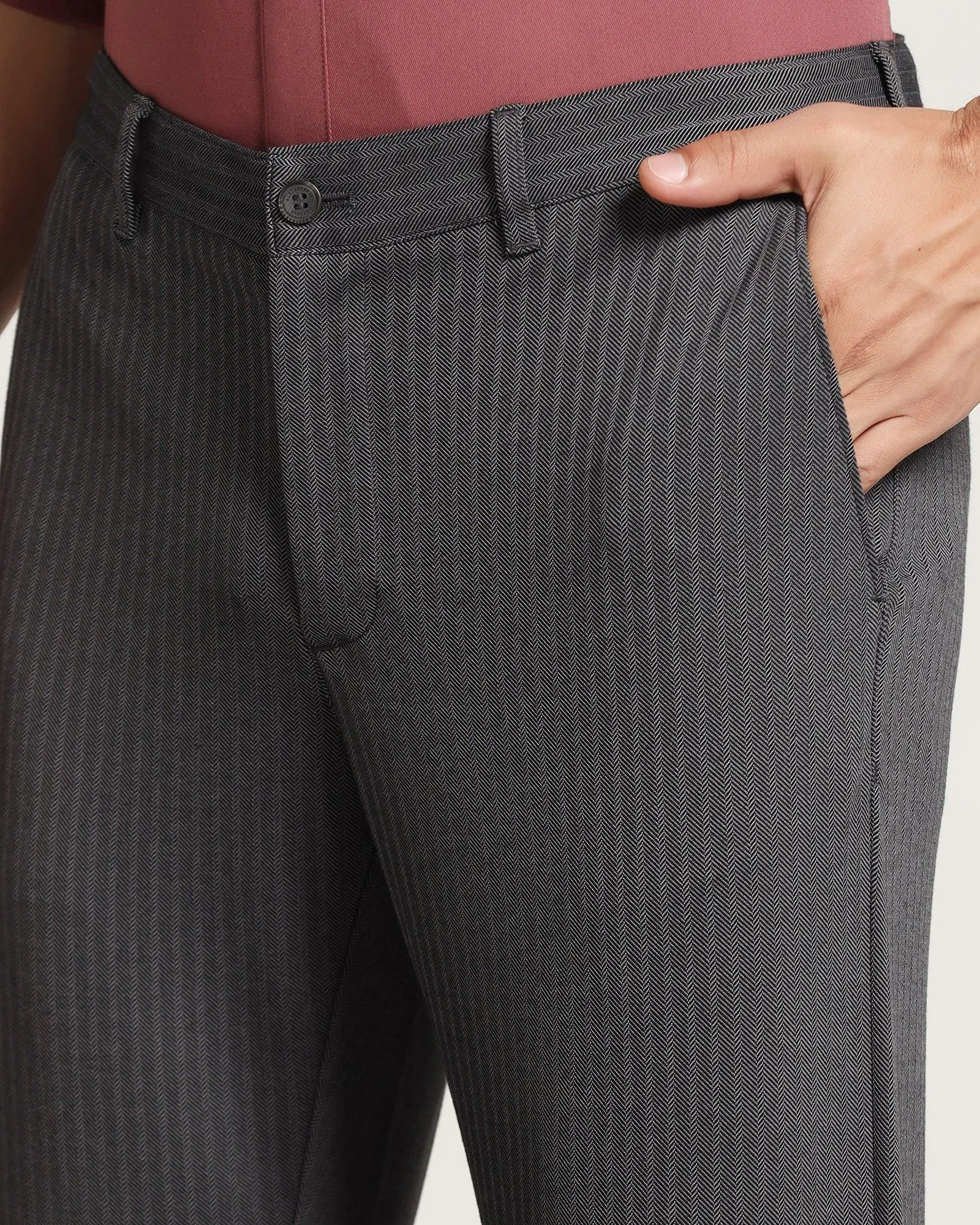 Slim Comfort B-95 Casual Dark Grey Textured Khakis - Jorge