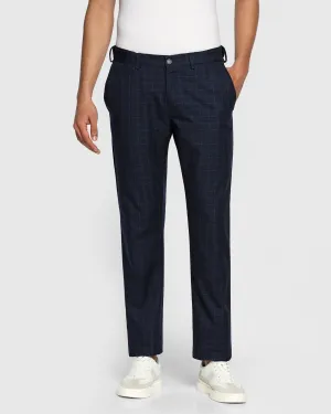 Slim Comfort B-95 Casual Navy Check Khakis - Kavis