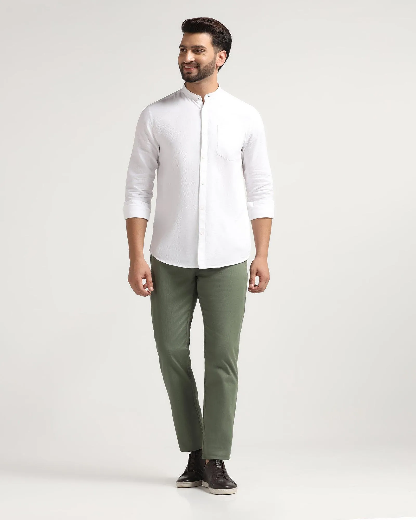 Slim Comfort B-95 Casual Olive Solid Khakis - Kris